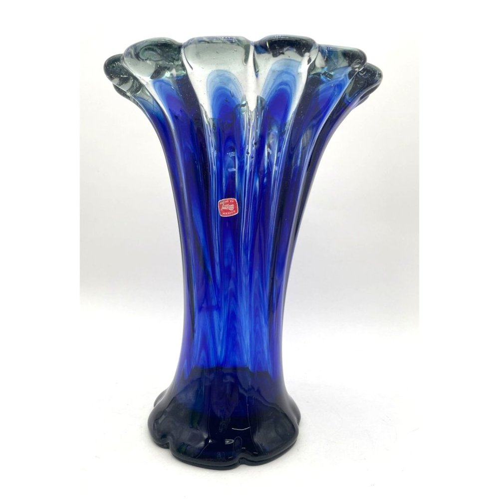 Hand Blown Cobalt Glass Vase Made in Mexico